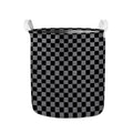 Grey And Black Checkered Pattern Print Collapsible Laundry Basket