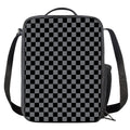 Grey And Black Checkered Pattern Print Crossbody Lunch Bag