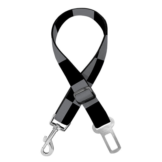 Grey And Black Checkered Pattern Print Dog Seat Belt