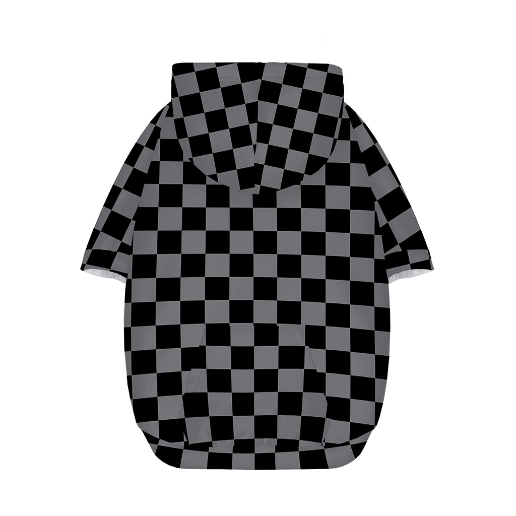 Grey And Black Checkered Pattern Print Dog Zip Up Hoodie