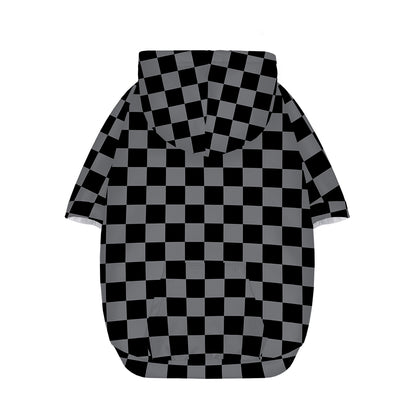 Grey And Black Checkered Pattern Print Dog Zip Up Hoodie