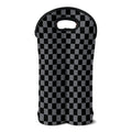 Grey And Black Checkered Pattern Print Double Neoprene Wine Tote