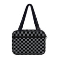 Grey And Black Checkered Pattern Print Double Strap Bible Bag
