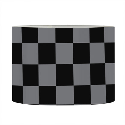Grey And Black Checkered Pattern Print Drum Lamp Shade