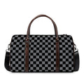 Grey And Black Checkered Pattern Print Duffel Bag