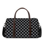 Grey And Black Checkered Pattern Print Duffle Bag