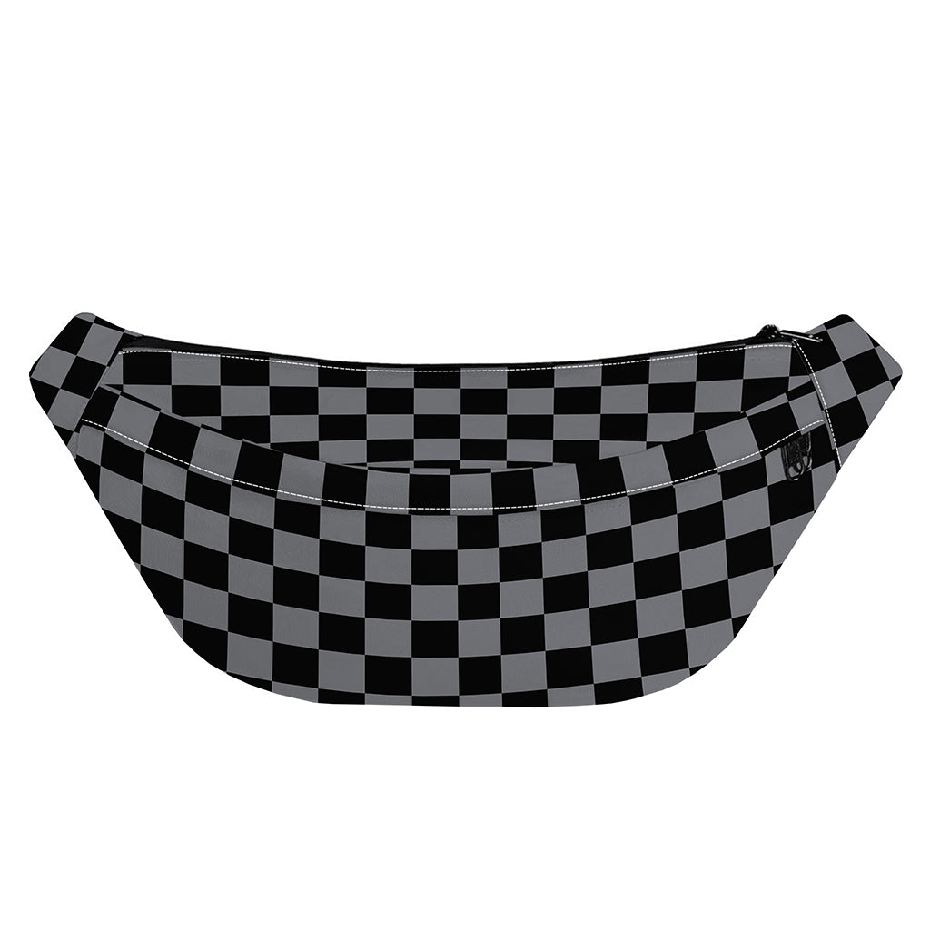 Grey And Black Checkered Pattern Print Fanny Pack