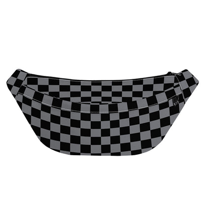 Grey And Black Checkered Pattern Print Fanny Pack