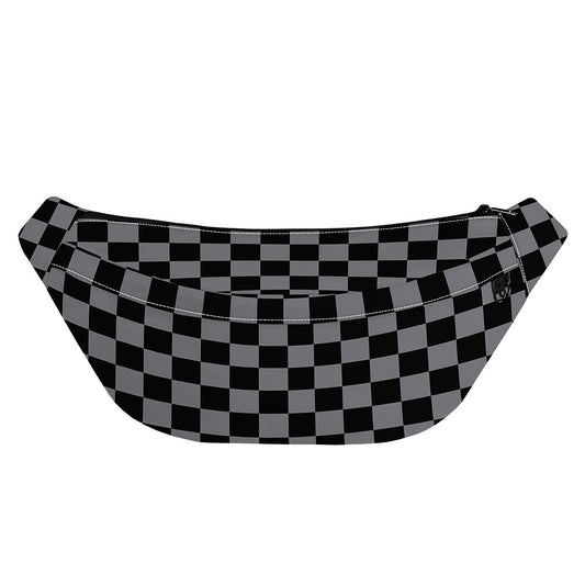 Grey And Black Checkered Pattern Print Fanny Pack
