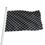 Grey And Black Checkered Pattern Print Flag