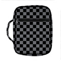 Grey And Black Checkered Pattern Print Front Pocket Bible Bag