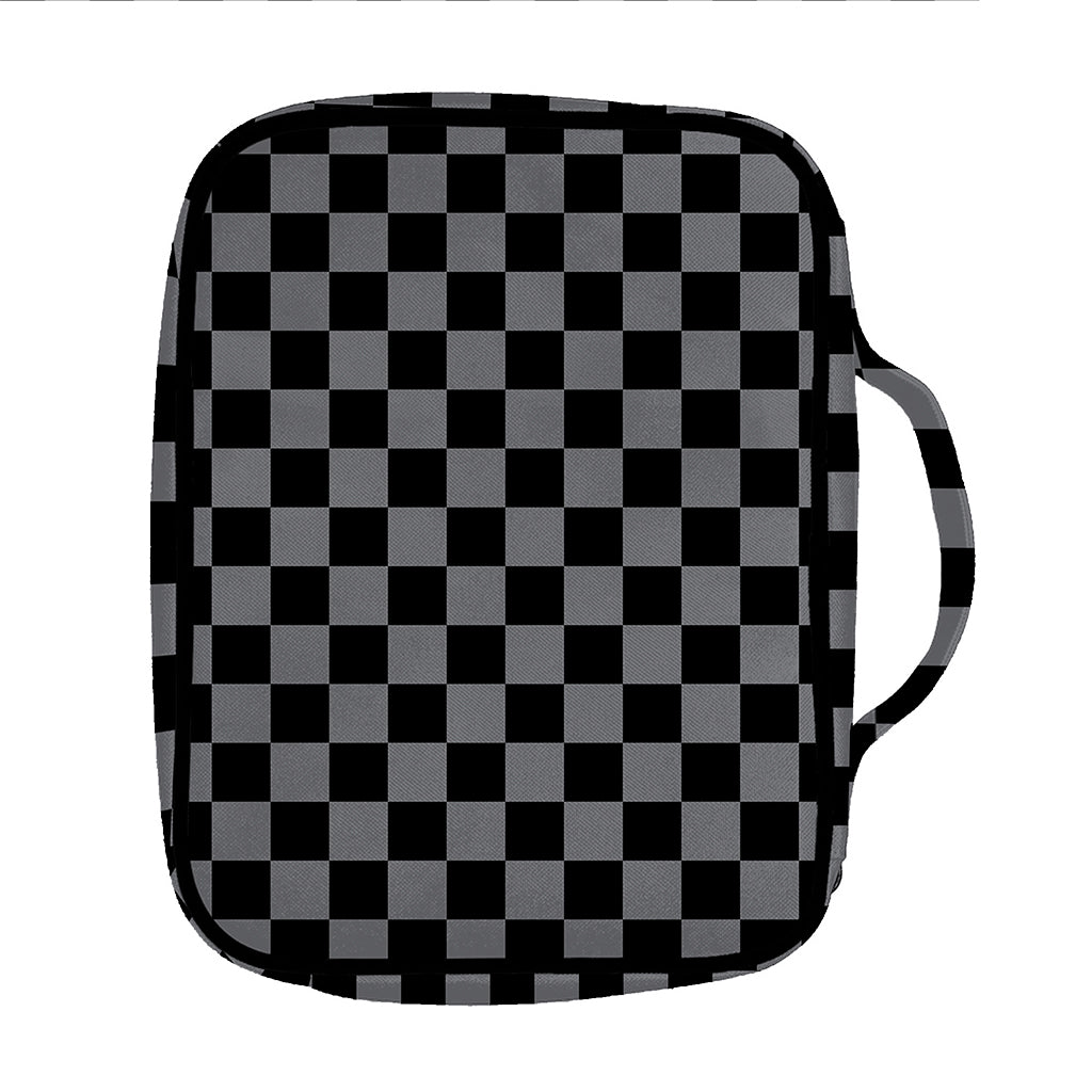 Grey And Black Checkered Pattern Print Front Pocket Bible Bag