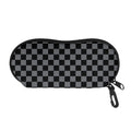 Grey And Black Checkered Pattern Print Glasses Case