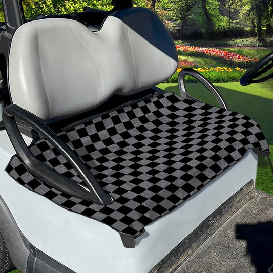 Grey And Black Checkered Pattern Print Golf Cart Seat Cover