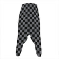Grey And Black Checkered Pattern Print Hammer Pants
