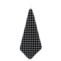 Grey And Black Checkered Pattern Print Hand Towel