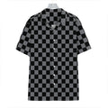 Grey And Black Checkered Pattern Print Hawaiian Shirt