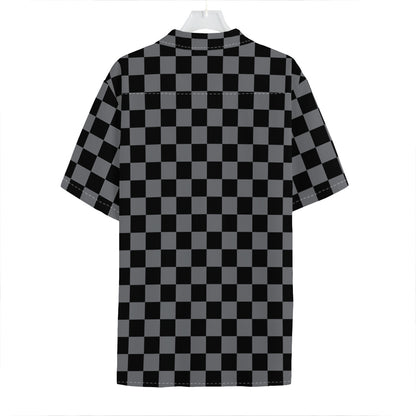 Grey And Black Checkered Pattern Print Hawaiian Shirt