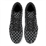 Grey And Black Checkered Pattern Print High Top Leather Sneakers
