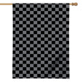 Grey And Black Checkered Pattern Print House Flag