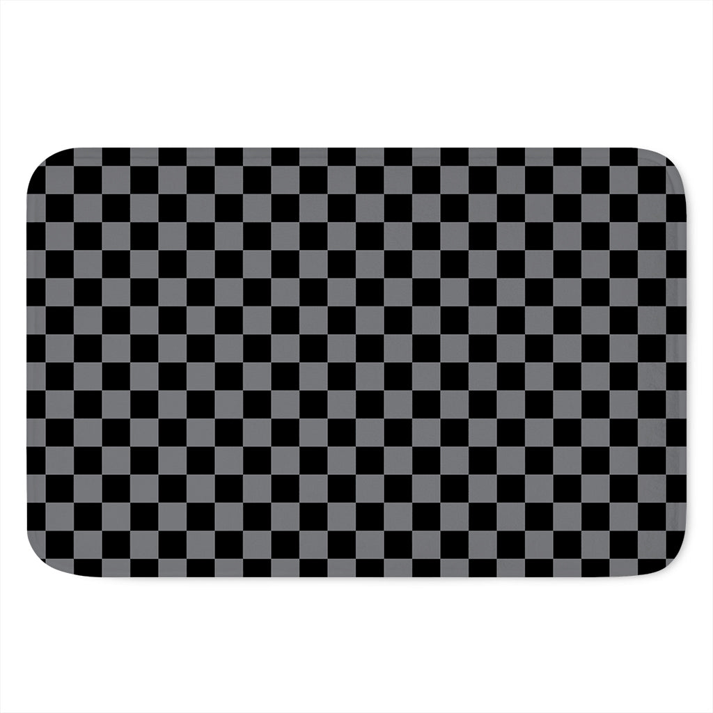 Grey And Black Checkered Pattern Print Indoor Door Mat