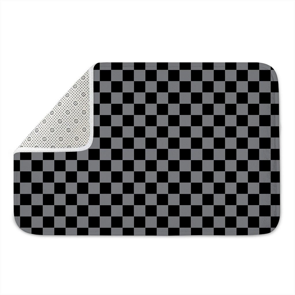 Grey And Black Checkered Pattern Print Indoor Door Mat