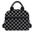 Grey And Black Checkered Pattern Print Insulated Lunch Bag
