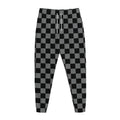 Grey And Black Checkered Pattern Print Jogger Pants