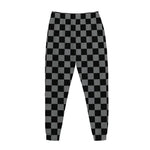 Grey And Black Checkered Pattern Print Jogger Pants