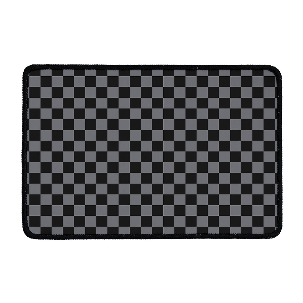 Grey And Black Checkered Pattern Print Kitchen Mat
