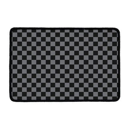 Grey And Black Checkered Pattern Print Kitchen Mat