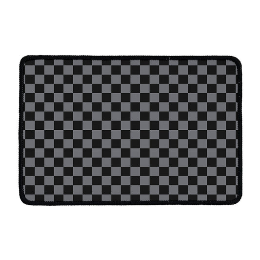 Grey And Black Checkered Pattern Print Kitchen Mat