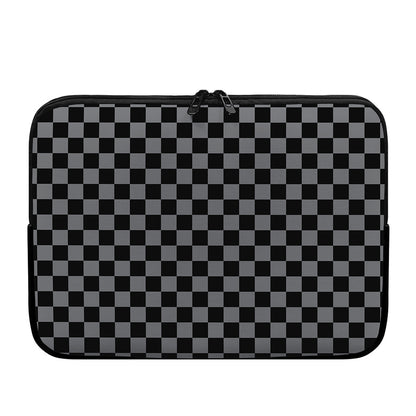 Grey And Black Checkered Pattern Print Laptop Sleeve