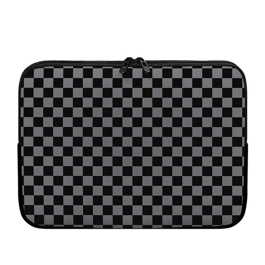 Grey And Black Checkered Pattern Print Laptop Sleeve