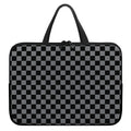 Grey And Black Checkered Pattern Print Laptop Sleeve With Handle