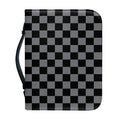 Grey And Black Checkered Pattern Print Leather Bible Cover