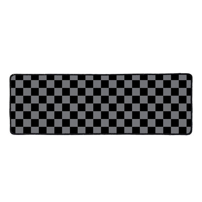 Grey And Black Checkered Pattern Print Long Kitchen Mat