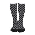 Grey And Black Checkered Pattern Print Long Socks