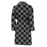 Grey And Black Checkered Pattern Print Men's Bathrobe