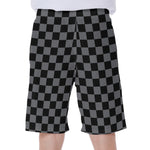 Grey And Black Checkered Pattern Print Men's Beach Shorts