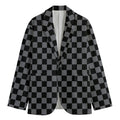 Grey And Black Checkered Pattern Print Men's Blazer