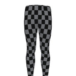 Grey And Black Checkered Pattern Print Men's leggings