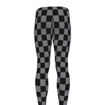 Grey And Black Checkered Pattern Print Men's leggings