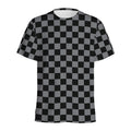 Grey And Black Checkered Pattern Print Men's Athletic T-Shirt