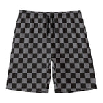 Grey And Black Checkered Pattern Print Men's Swim Trunks