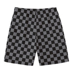 Grey And Black Checkered Pattern Print Men's Swim Trunks
