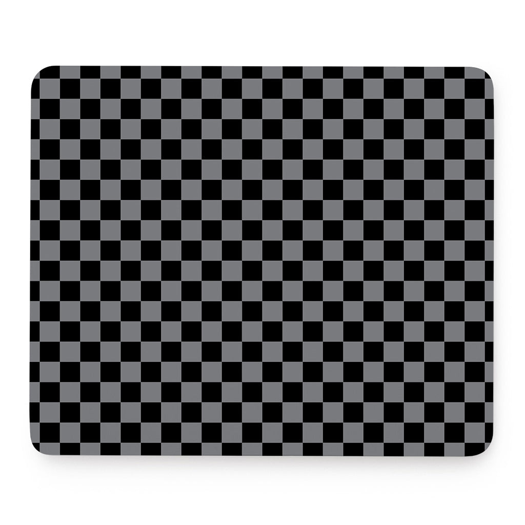 Grey And Black Checkered Pattern Print Mouse Pad