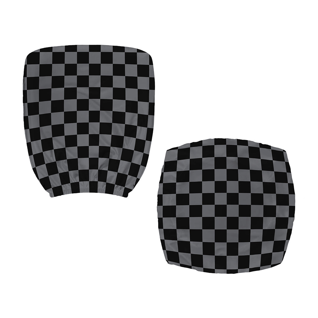 Grey And Black Checkered Pattern Print Office Chair Cover