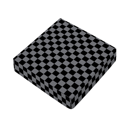 Grey And Black Checkered Pattern Print Outdoor Seat Cushion Cover