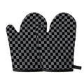 Grey And Black Checkered Pattern Print Oven Mitts